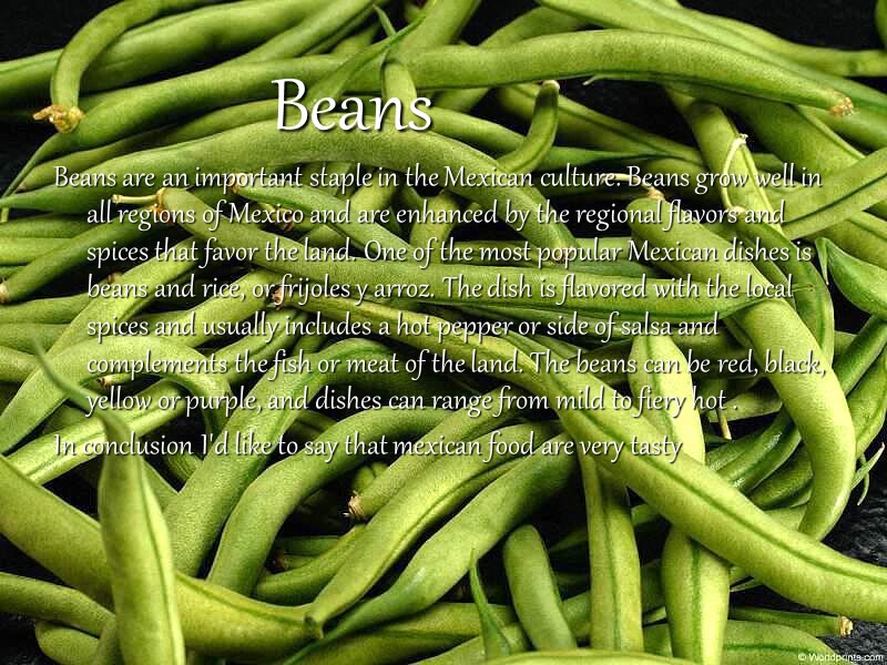 Beans  Beans are an important staple in the Mexican culture. Beans grow well